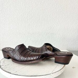 Rod Patrick Womens Mules 6 C Brown Caiman Leather Western Slip On Boots Shoes
